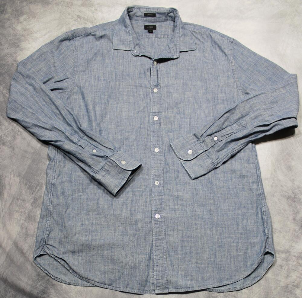 J.Crew Shirt Mens XL Blue Chambray Ludlow Long Sleeve Button Front Casual Cotton